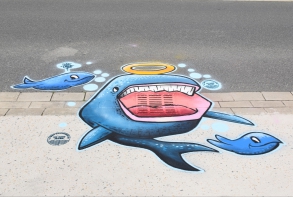 Actualité : LEJ Atelier graff "ici commence la mer" août 2021 baleine et baleineaux