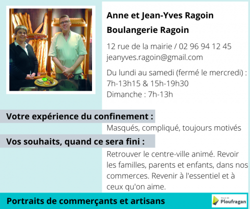 Actualité : portraits de commerçants Boulangerie Ragoin avril 2020