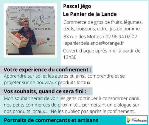 Actualité : portraits de commerçants Le Panier de la Lande avril 2020