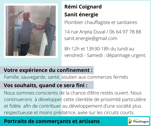 Actualité : portraits de commerçants Sanit Energie 28 avril 2020