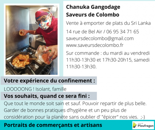 Actualité : portraits de commerçants Saveurs de Colombo avril 2020