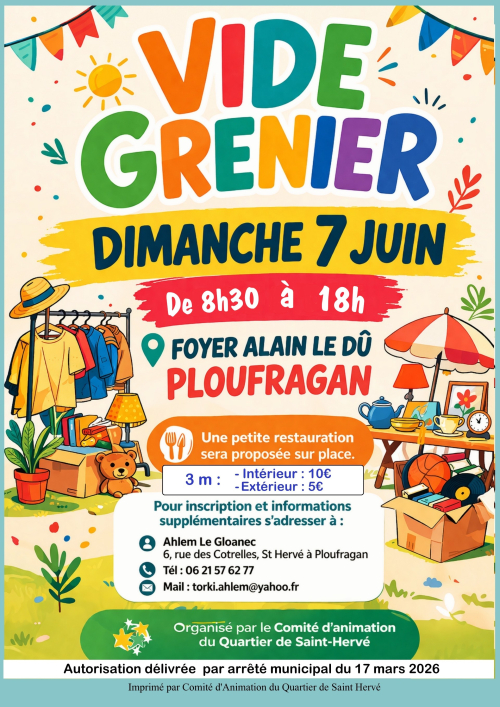 Agenda affiche vide grenier Saint-Hervé 7 juin 2026