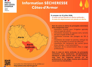 Visuel et recommandations alerte sécheresse 15 juillet 2026