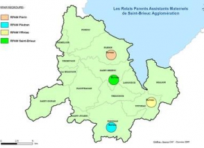 Carte des Relais Parents Assistants Maternels de l'Agglomération briochine