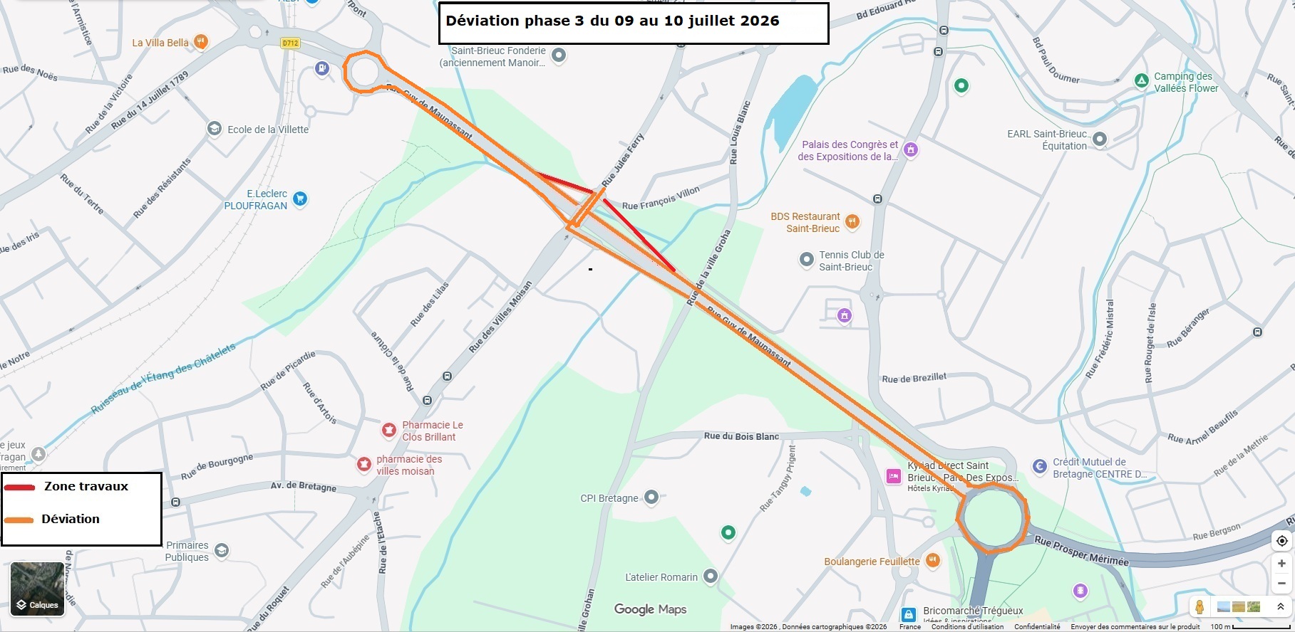 Travaux échangeur Villes Moisan 2026 déviation phase 3 du 9 au 10 juillet