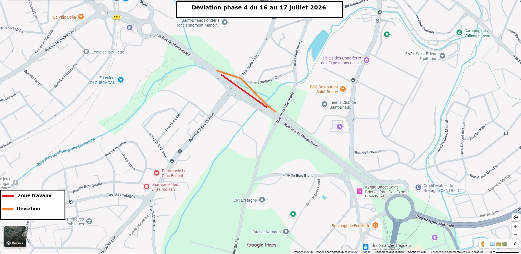 Travaux échangeur Villes Moisan 2026 déviation phase 4 du 16 au 17 juillet